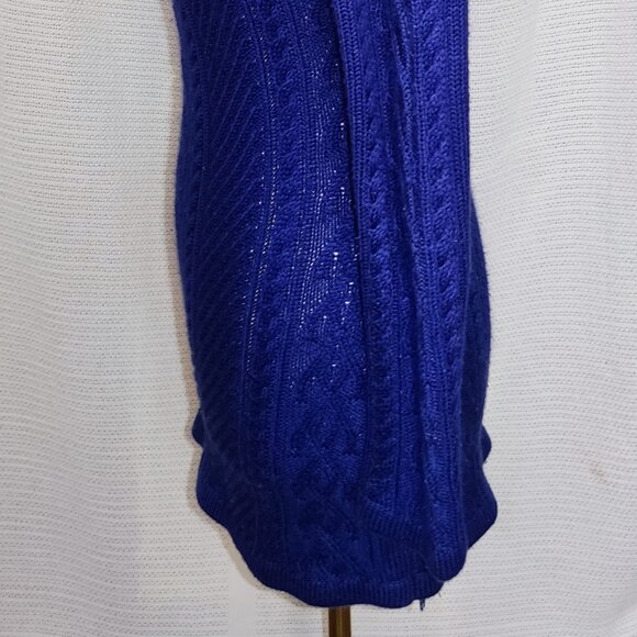 Blue cable knit sweater mini dress - Picture 7 of 14
